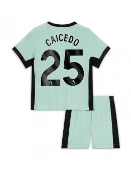 Chelsea Moises Caicedo #25 Ausweichtrikot für Kinder 2023-24 Kurzarm (+ Kurze Hosen)